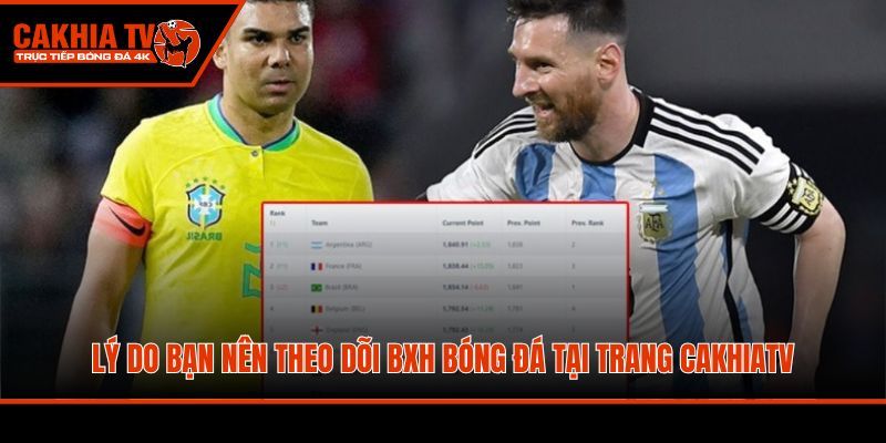 Lý do bạn nên theo dõi BXH bóng đá tại trang CakhiaTV